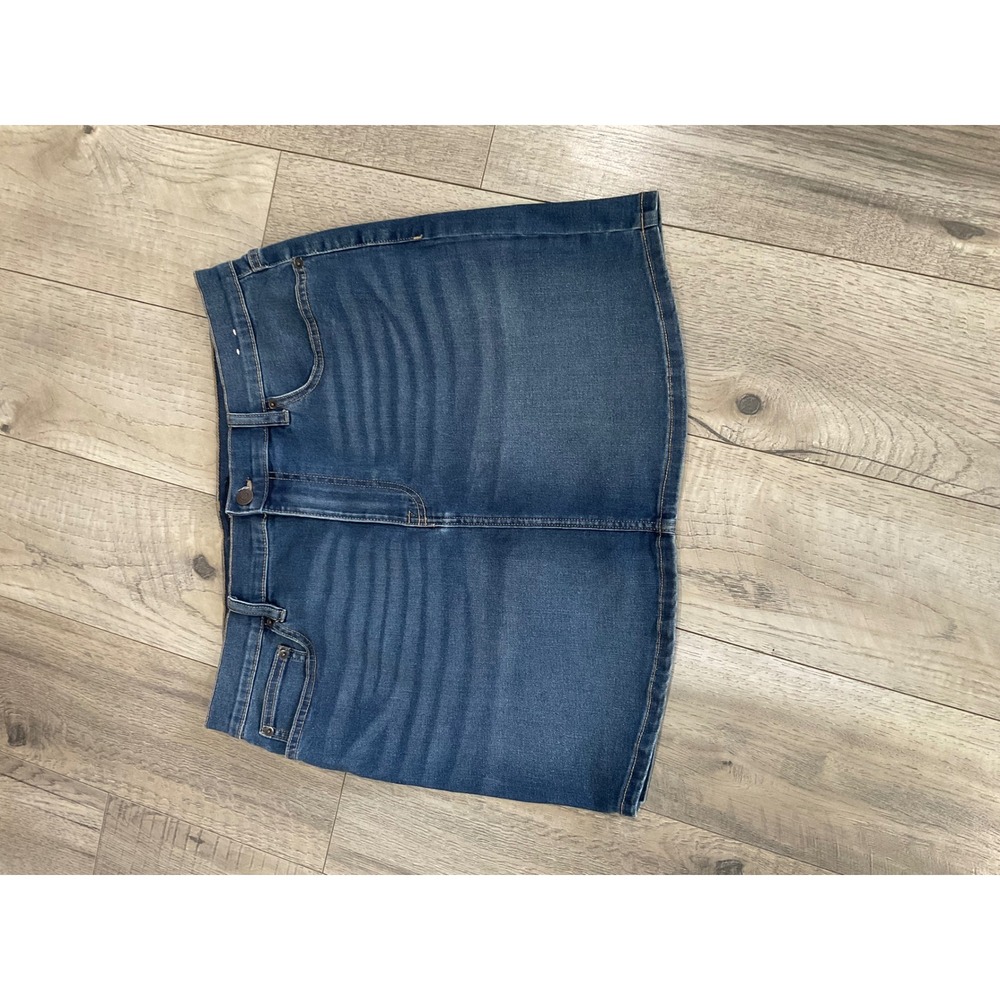 Calvin Klein Jeans Womens 16/33 Medium Wash Denim Mini Skirt Repreve Blue